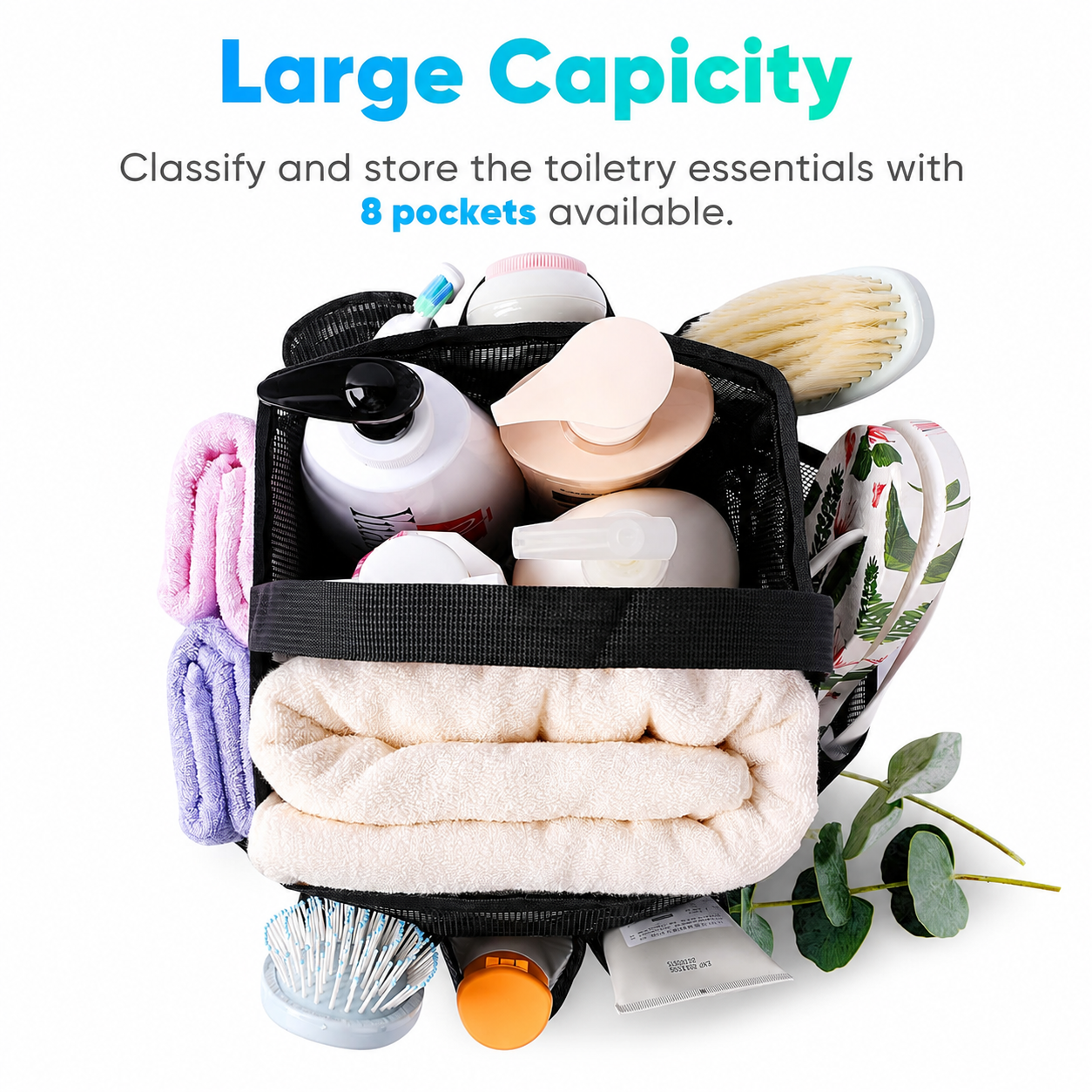 Mesh Shower Caddy Portable for College Dorm Room Essentials, Shower Caddy Dorm with 9-Pocket