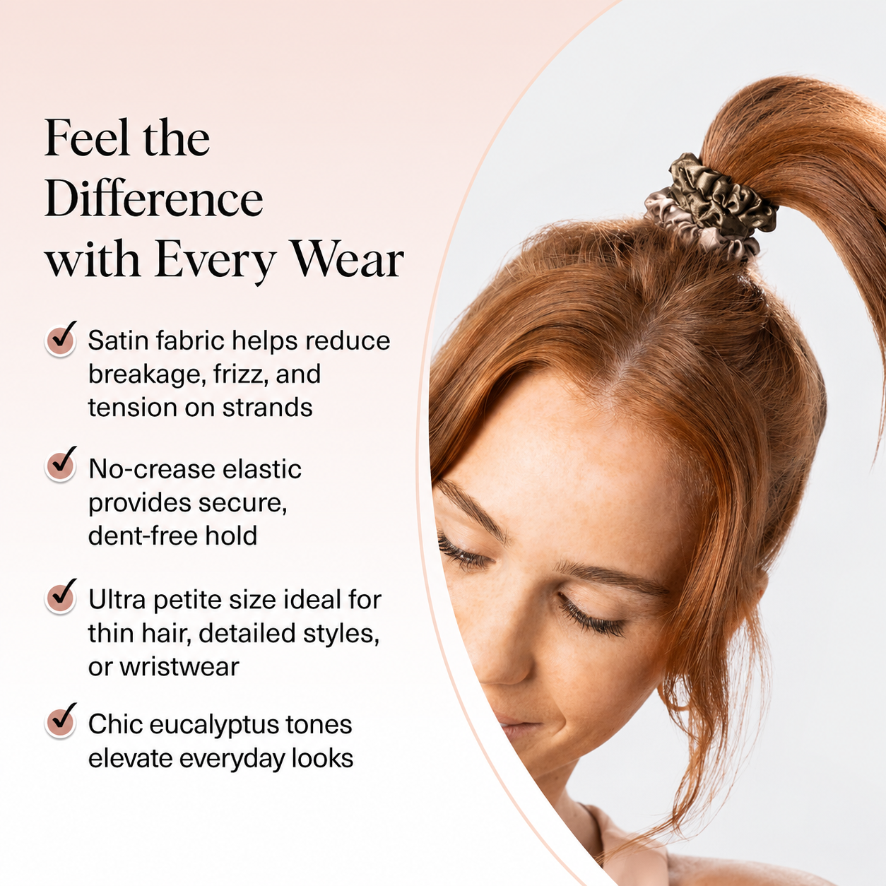 Ultra-Petite Satin Scrunchies for Women - No Crease, Frizz-Free Sleep | Softer Than Silk Scrunchies-Eucalyptus