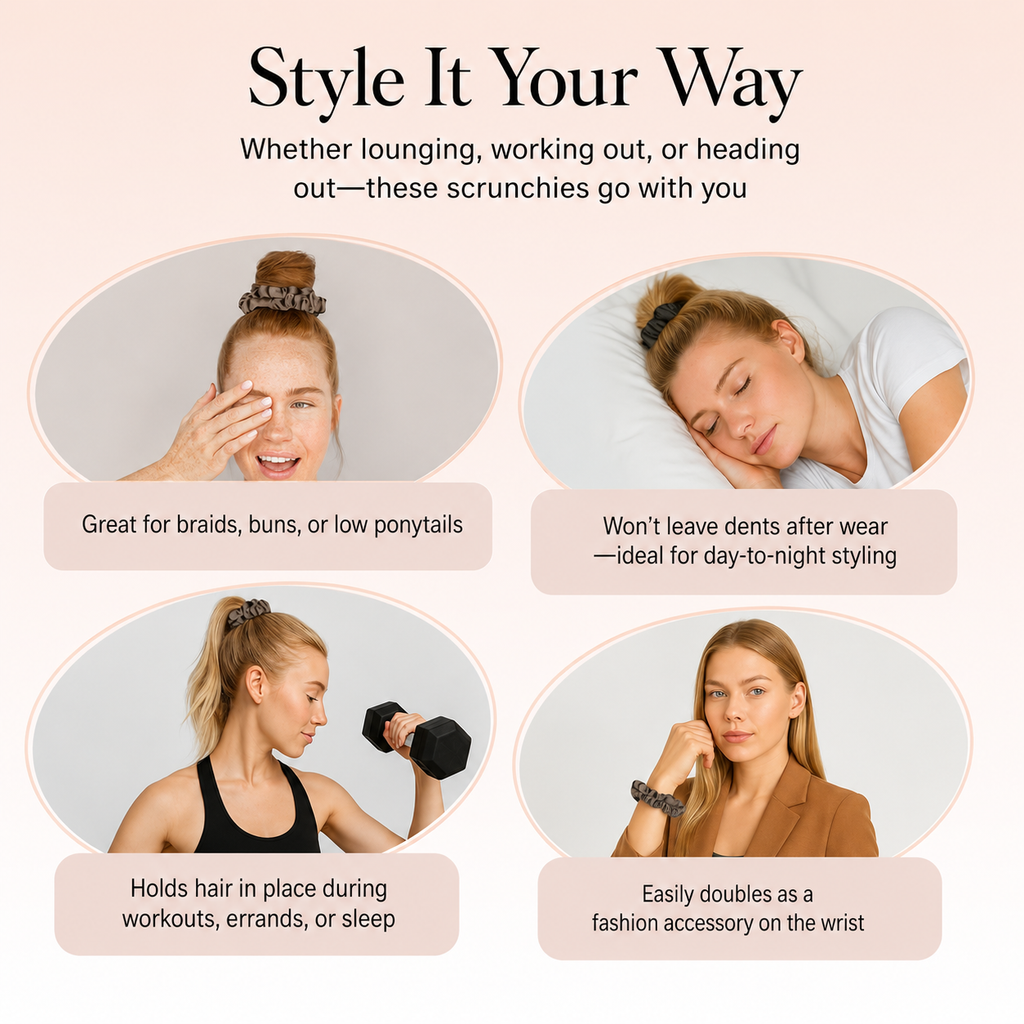 Ultra-Petite Satin Scrunchies for Women - No Crease, Frizz-Free Sleep | Softer Than Silk Scrunchies-Eucalyptus