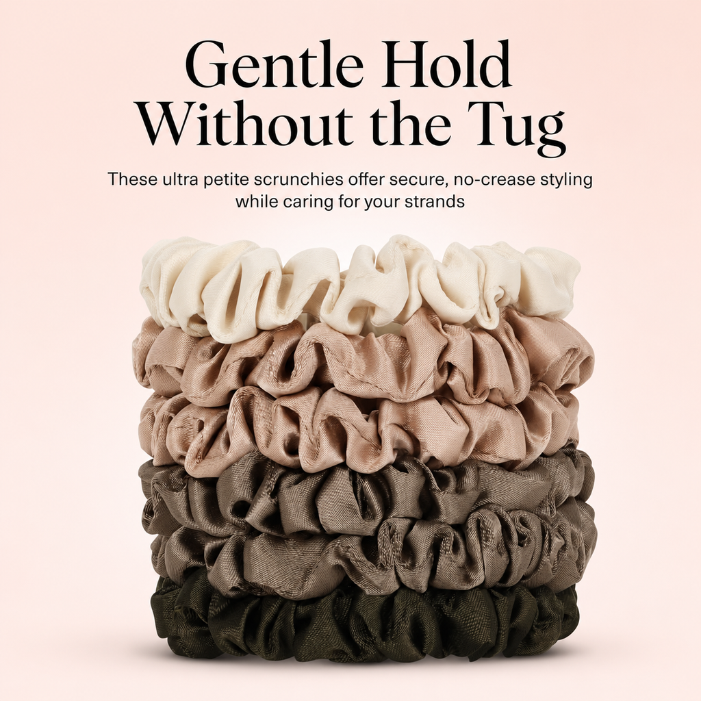 Ultra-Petite Satin Scrunchies for Women - No Crease, Frizz-Free Sleep | Softer Than Silk Scrunchies-Eucalyptus