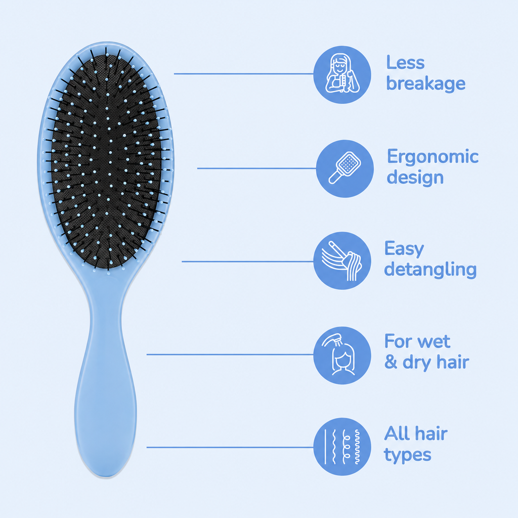 Detangling Brush, Original Detangler Brush (Sky) - Wet & Dry Tangle-Free Hair Brush for Women & Men