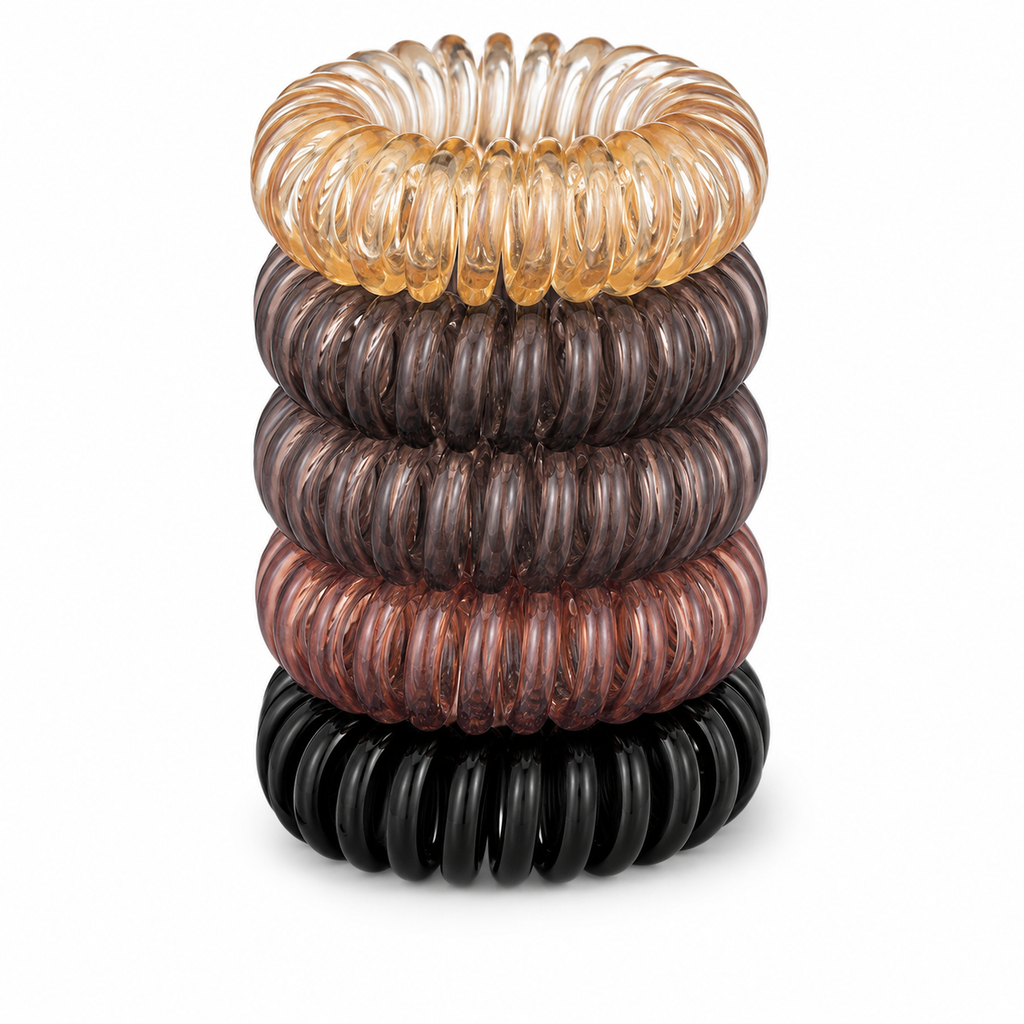 Spiral Hair Ties for Women – Coiled Plastic Hair Ties No Damage-Brunette, 8 Pcs
