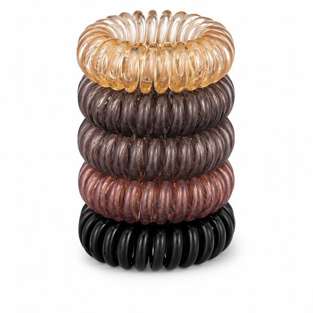 Spiral Hair Ties for Women – Coiled Plastic Hair Ties No Damage-Brunette, 8 Pcs