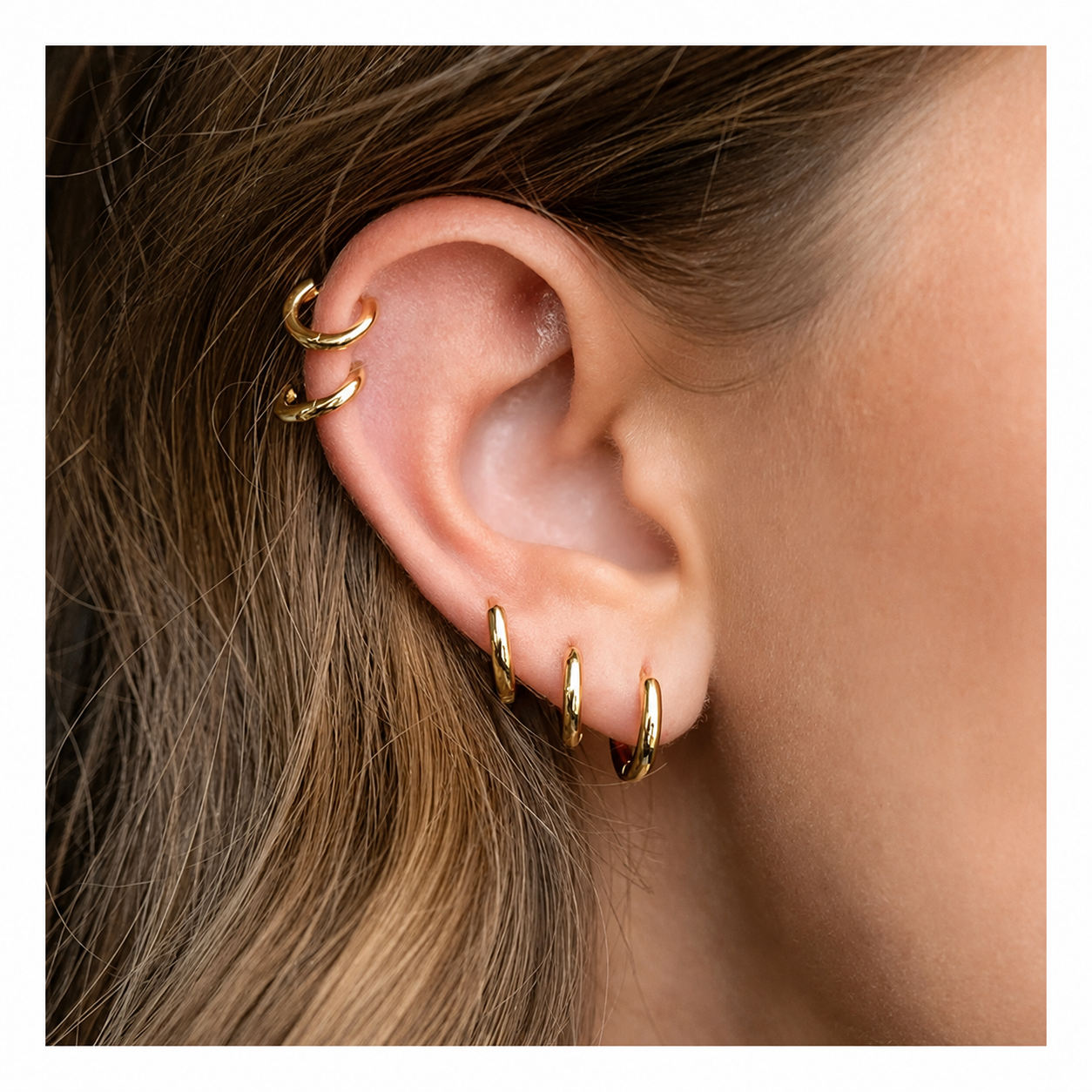 1 Pair 6mm Small Hoop Earrings for Women, Dainty 14K Gold Plated Huggie（6mm (Thickness: 1.6MM)-Gold））