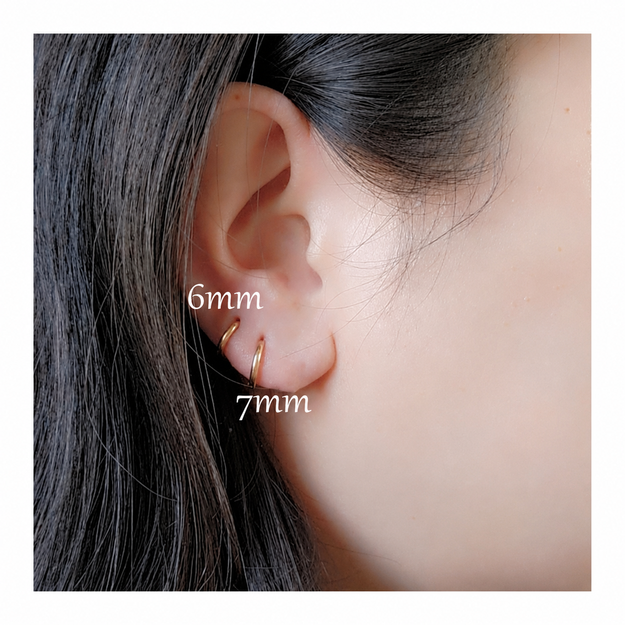 1 Pair 6mm Small Hoop Earrings for Women, Dainty 14K Gold Plated Huggie（6mm (Thickness: 1.6MM)-Gold））