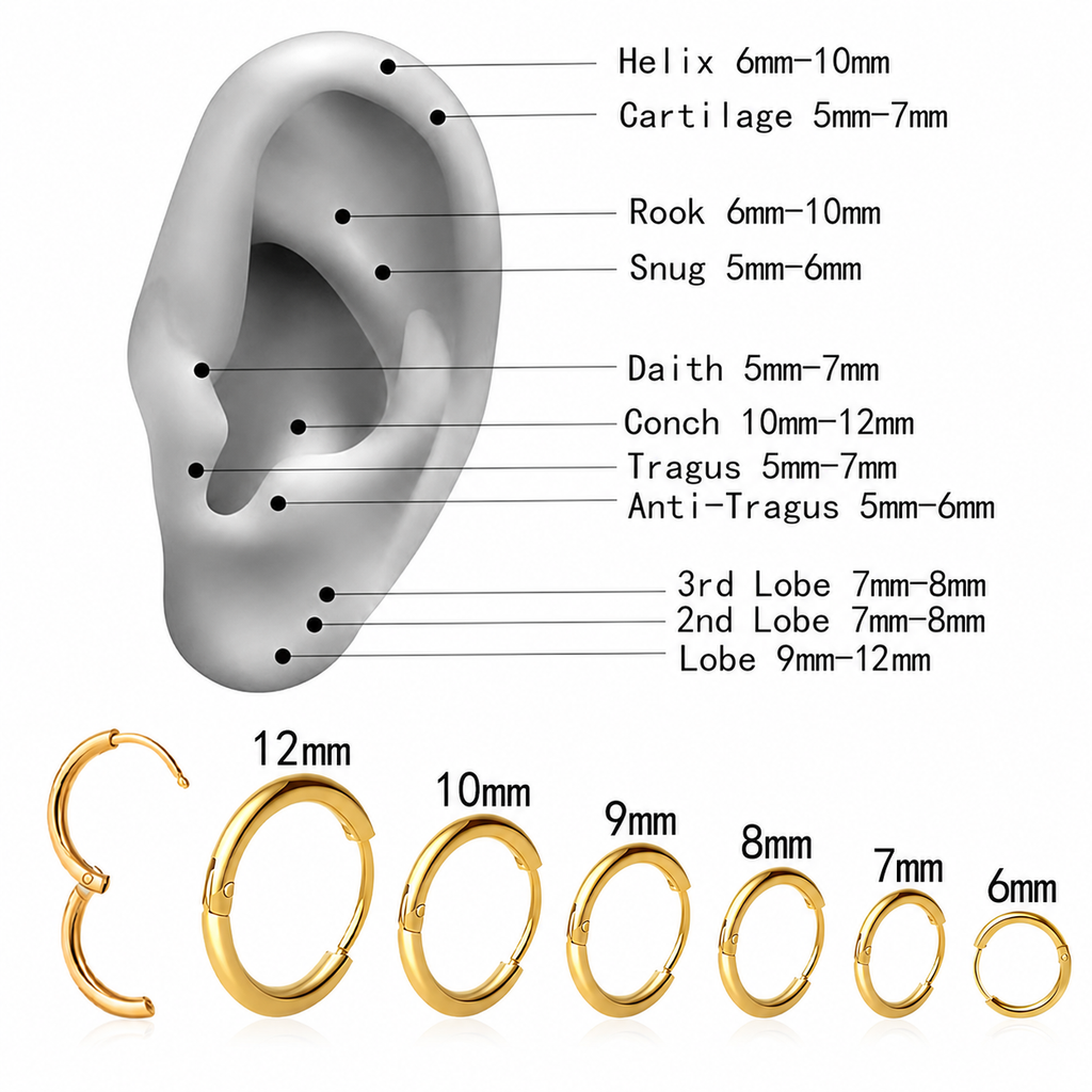 1 Pair 6mm Small Hoop Earrings for Women, Dainty 14K Gold Plated Huggie（6mm (Thickness: 1.6MM)-Gold））