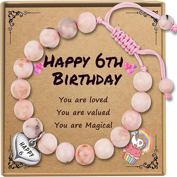 Birthday Gifts for Girls, Beaded Bracelets（6th Bday）