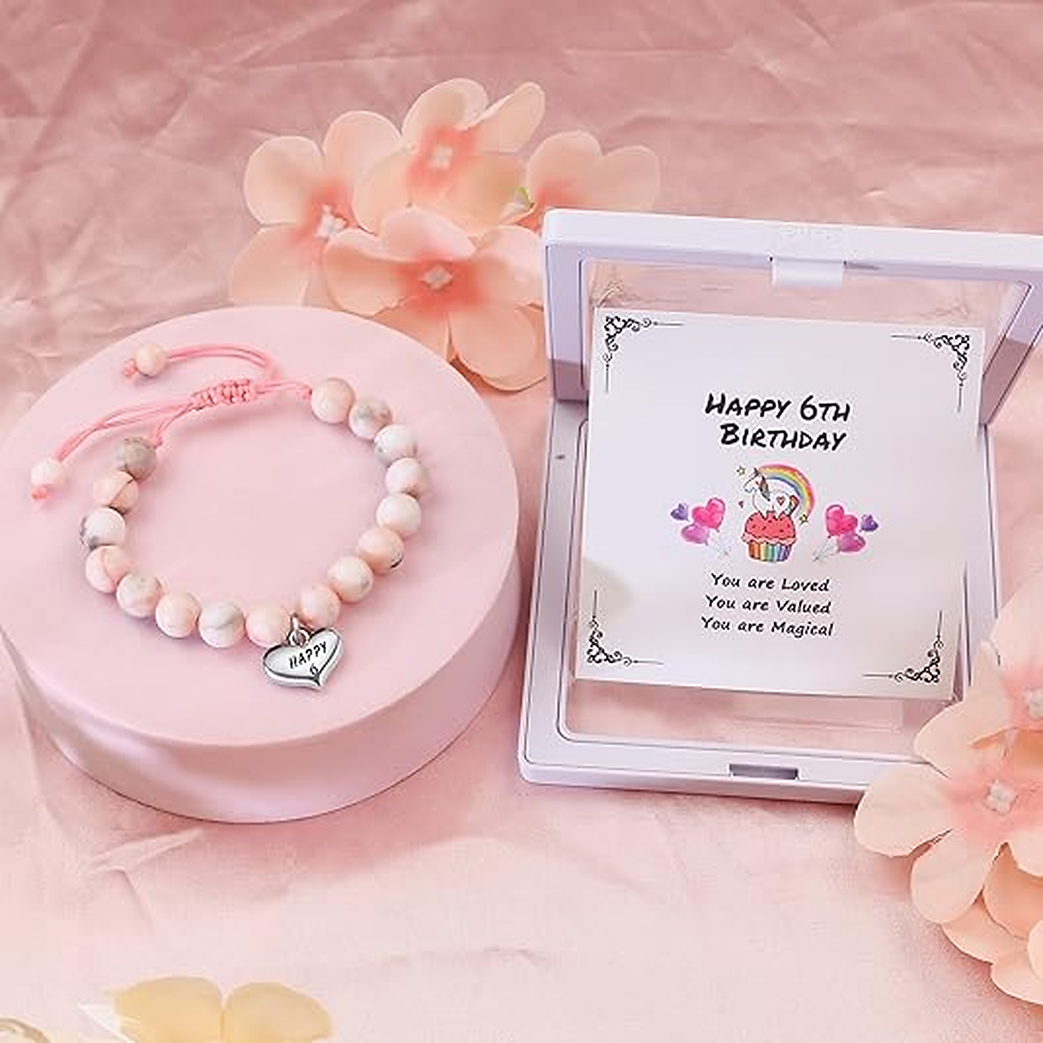 Birthday Gifts for Girls, Beaded Bracelets（6th Bday）