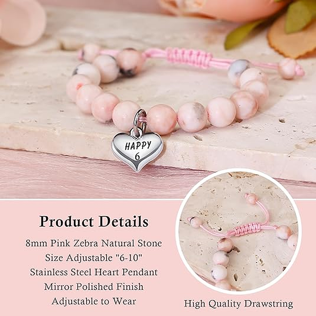 Birthday Gifts for Girls, Beaded Bracelets（6th Bday）
