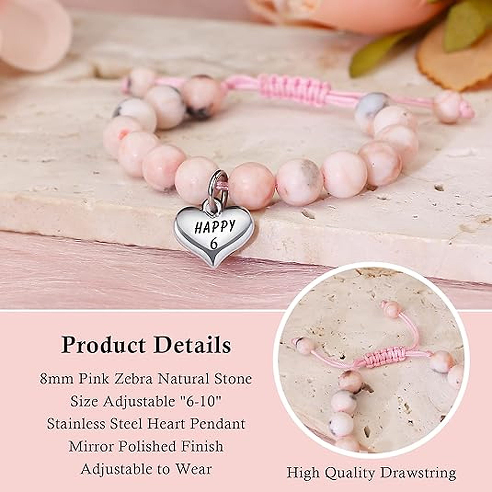 Birthday Gifts for Girls, Beaded Bracelets（6th Bday）