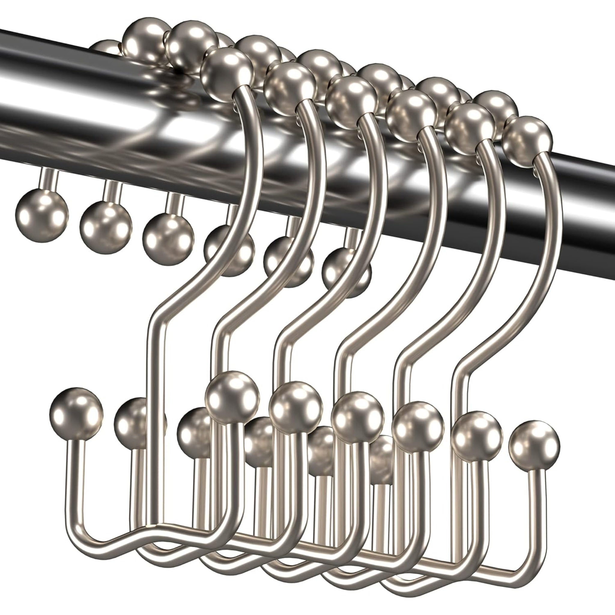 Shower Curtain Hooks Rings, Rust Resistant Metal Double Glide Shower Hooks Rings