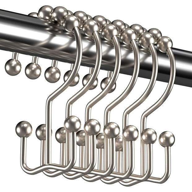 Shower Curtain Hooks Rings, Rust Resistant Metal Double Glide Shower Hooks Rings