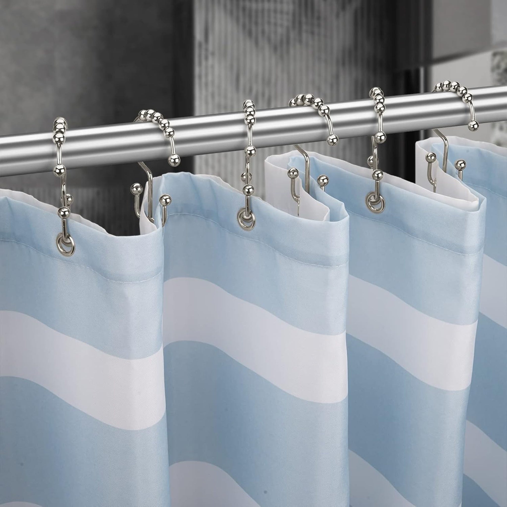 Shower Curtain Hooks Rings, Rust Resistant Metal Double Glide Shower Hooks Rings