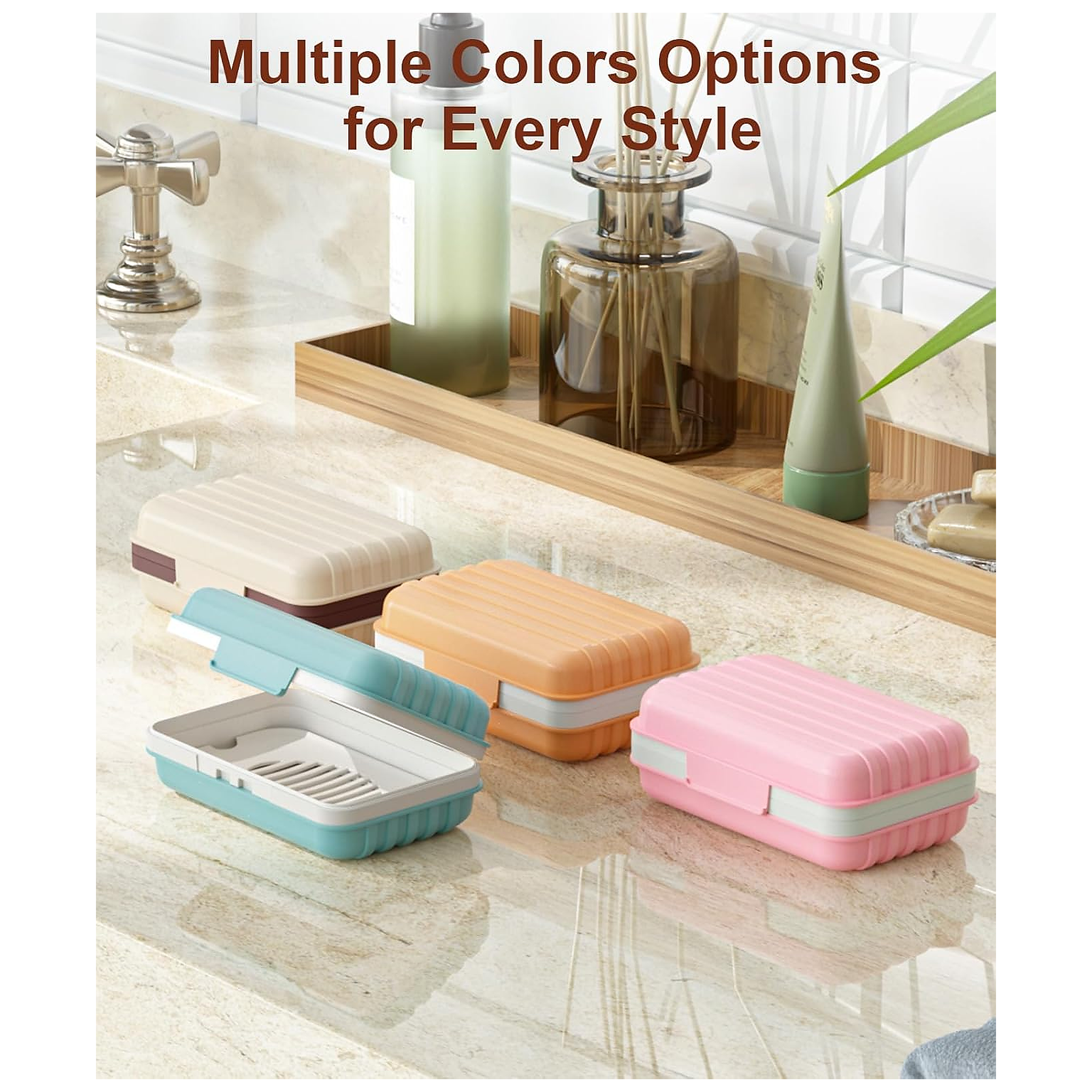 Leakproof Bar Soap Holder Dish with Lid for Shower Keeps Soap Dry, Blue